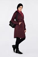 Tesettür giyim BORDO ALVİNA KEMERLİ KRUVAZE GİY ÇIK 4636 