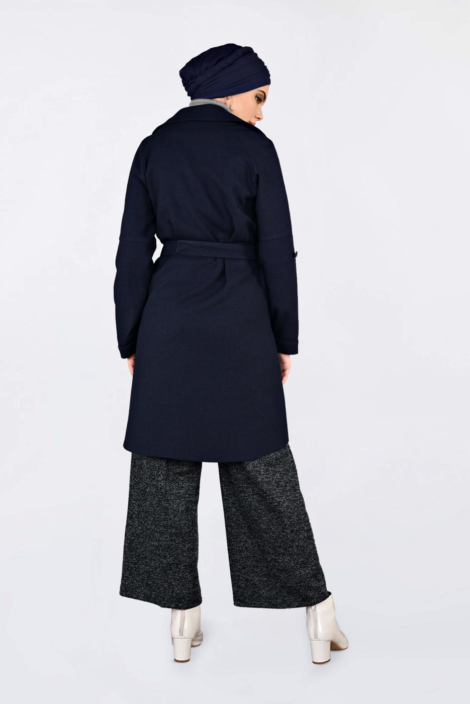 Tesettür giyim LACİVERT ALVİNA KEMERLİ KRUVAZE GİY ÇIK 4636 