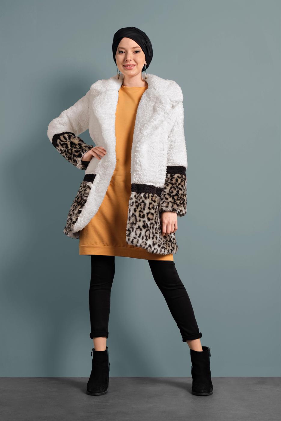 Vêtements hijab CRÈME VESTE À IMPRIMÉ 4700 