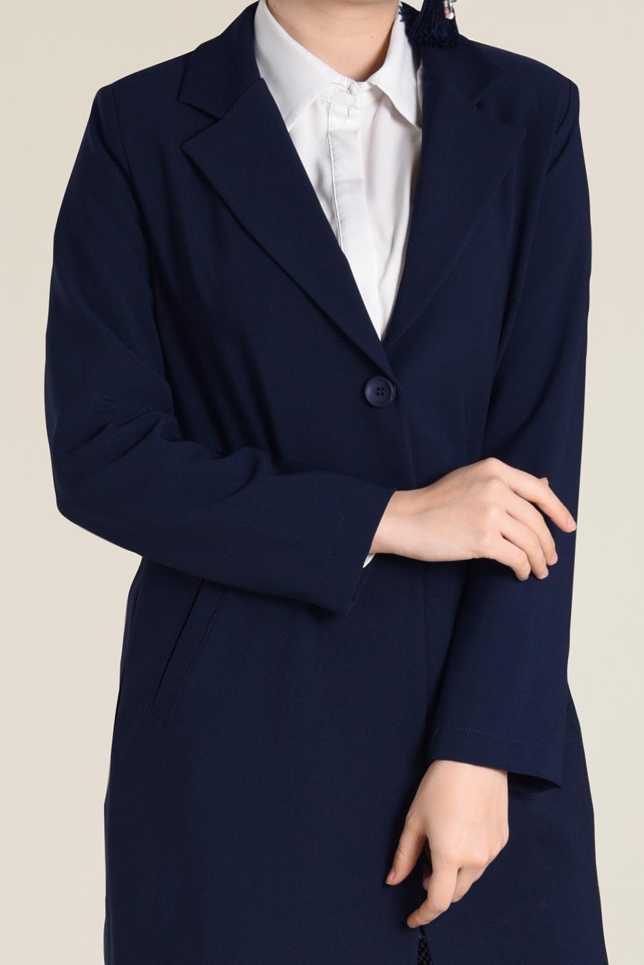 Tesettür giyim LACİVERT DÜĞMELİ KLASİK CEKET 4741