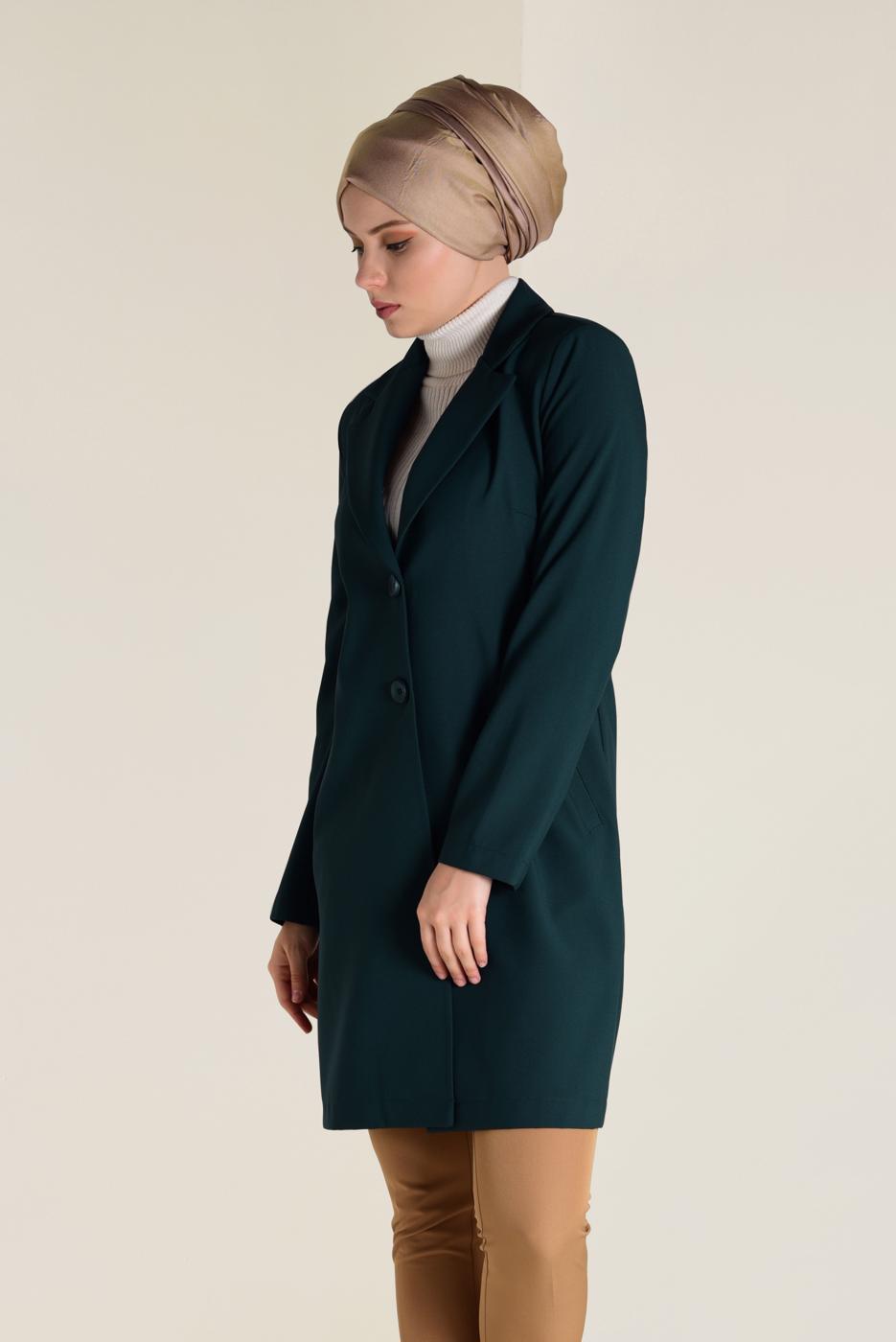 Tesettür giyim MAVİ DÜĞMELİ KLASİK CEKET 4741