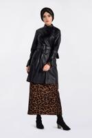 Tesettür giyim SİYAH KEMERLİ KOLLARI ÇITÇITLI DERİ CEKET 4799