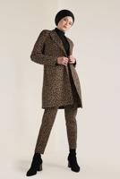 Tesettür giyim KAHVE LEOPAR DESENLİ CEKET 4811 