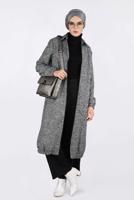 Tesettür giyim GRİ ETEK UCU LASTİKLİ BOYDAN FERMUARLI GİY ÇIK 4821