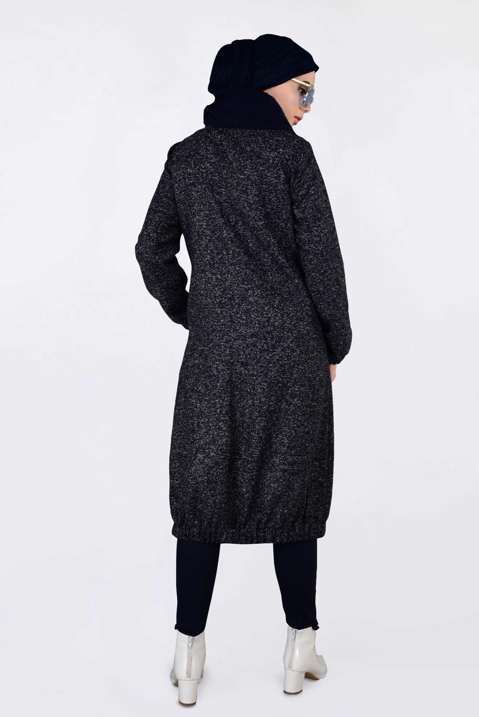 Tesettür giyim LACİVERT ETEK UCU LASTİKLİ BOYDAN FERMUARLI GİY ÇIK 4821