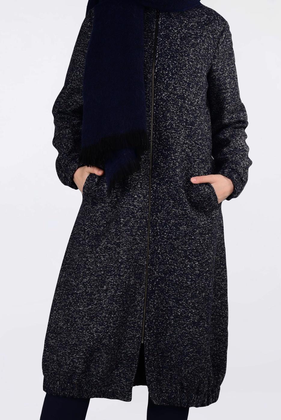 Tesettür giyim LACİVERT ETEK UCU LASTİKLİ BOYDAN FERMUARLI GİY ÇIK 4821