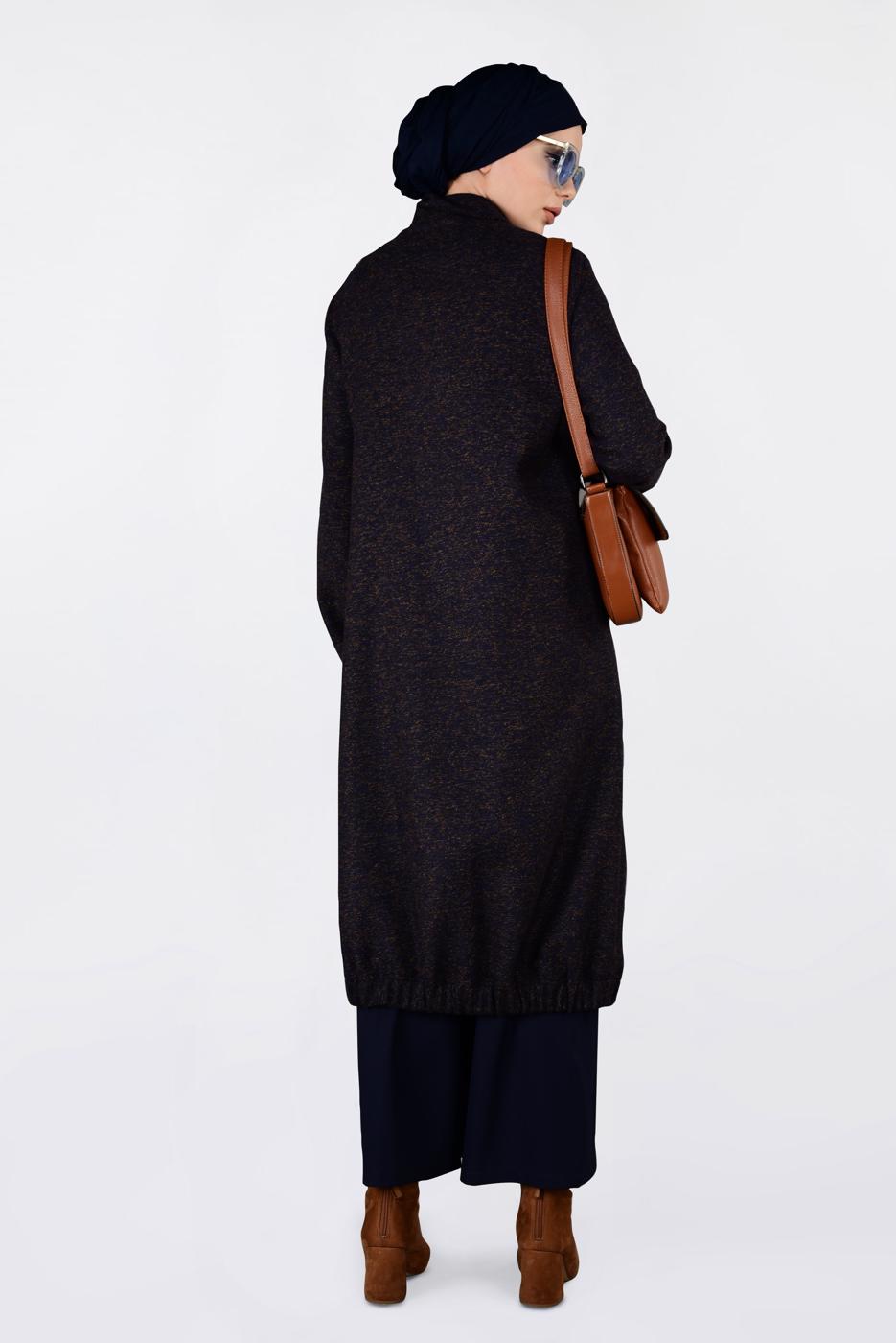 Tesettür giyim LACİVERT ETEK UCU LASTİKLİ BOYDAN FERMUARLI GİY ÇIK 4821