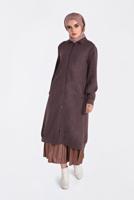 Tesettür giyim KAHVE BOYDAN FERMUARLI GİY ÇIK 4822