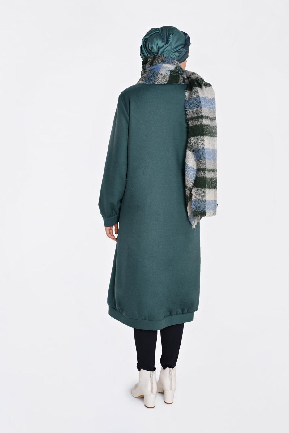 Tesettür giyim YEŞİL BOYDAN FERMUARLI GİY ÇIK 4822