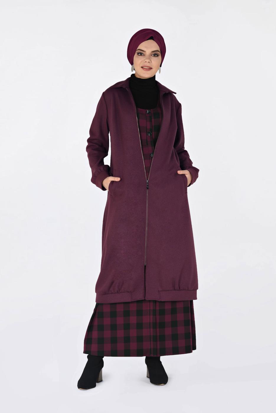 Tesettür giyim PEMBE BOYDAN FERMUARLI GİY ÇIK 4822