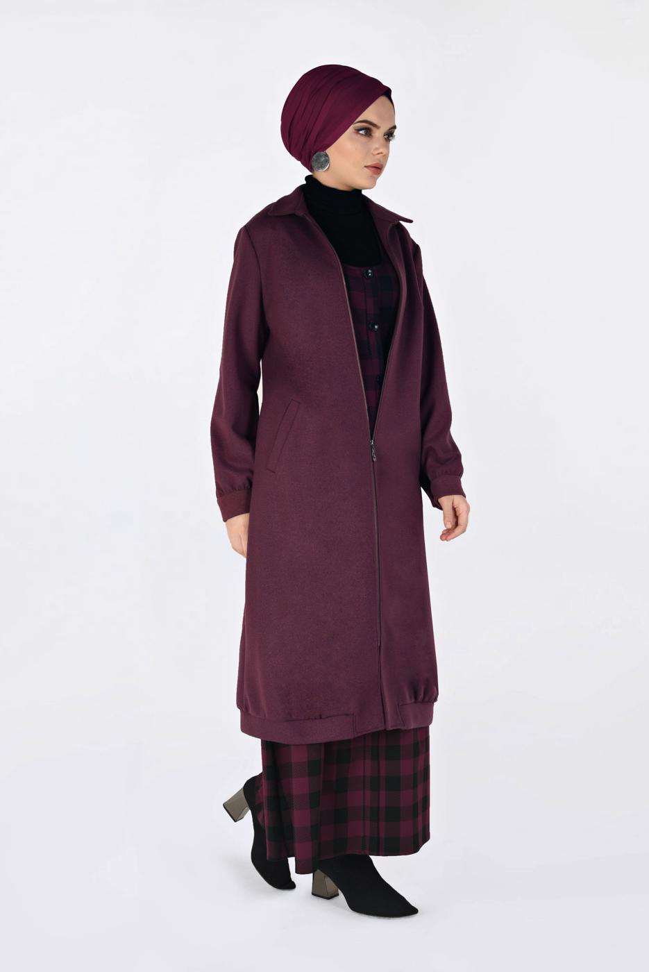 Tesettür giyim PEMBE BOYDAN FERMUARLI GİY ÇIK 4822