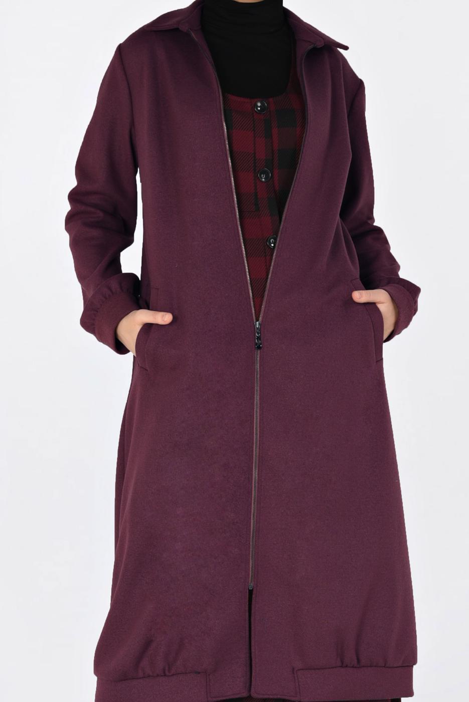 Tesettür giyim PEMBE BOYDAN FERMUARLI GİY ÇIK 4822