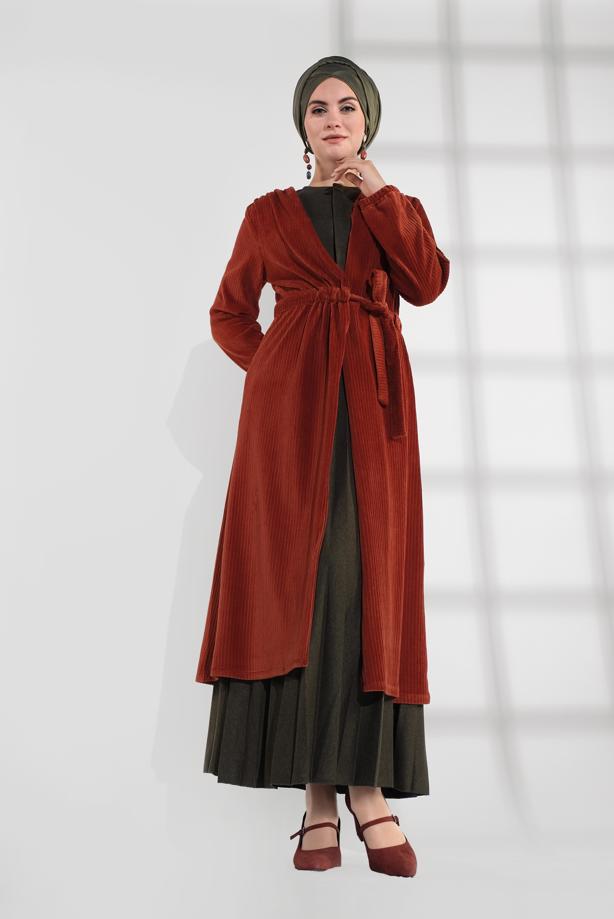 Vêtements hijab  TIE-WAIST CORDUROY COTTON JACKET 7405  - TRENDTESETTÜR