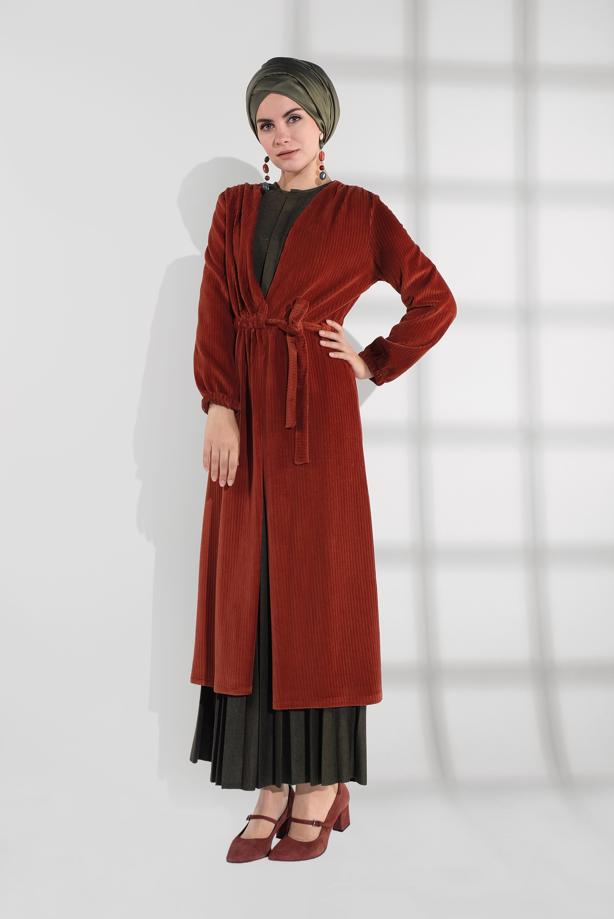 Vêtements hijab  TIE-WAIST CORDUROY COTTON JACKET 7405  - TRENDTESETTÜR