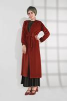 Vêtements hijab BRUN VESTE EN VELOURS À TAILLE-NOUÉE 7405 