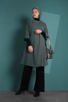 Tesettür giyim GRİ ÇITÇITLI  KAŞE PANÇO 7919 