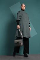 Tesettür giyim GRİ ÇITÇITLI  KAŞE PANÇO 7919 