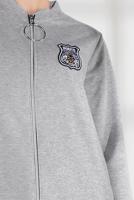 Tesettür giyim GRİ ARMA DETAYLI FERMUARLI PENYE CEKET 8155 