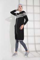 Tesettür giyim SİYAH SİMLİ FERMUARLI CEKET 9202