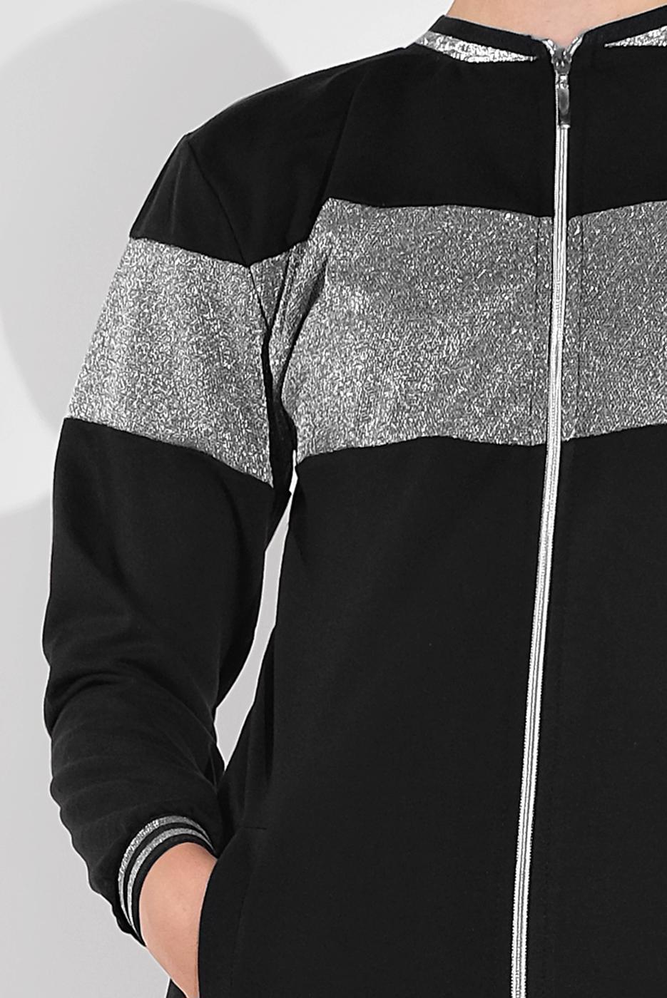 Tesettür giyim SİYAH SİMLİ FERMUARLI CEKET 9202