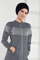 Vêtements hijab GRIS VESTE EN BRILLANTE À ZIPPÉ 9202 