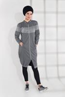 Vêtements hijab GRIS VESTE EN BRILLANTE À ZIPPÉ 9202 