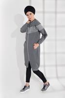Vêtements hijab GRIS VESTE EN BRILLANTE À ZIPPÉ 9202 