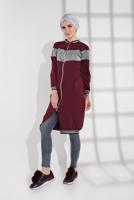 Vêtements hijab ROUGE BORDEAUX VESTE EN BRILLANTE À ZIPPÉ 9202 