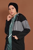 Vêtements hijab NOIR TRENCH-COAT À CAPUCHE 9320