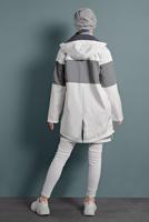Hijab clothing CREAM HOODED TRENCH-COAT 9320 