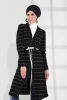 Tesettür giyim SİYAH BELİ BAĞCIKLI TRİKO CEKET 9355