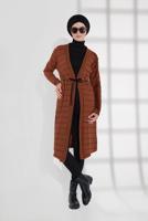 Tesettür giyim TABA BELİ BAĞCIKLI TRİKO CEKET 9355