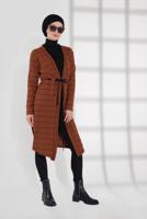 Tesettür giyim TABA BELİ BAĞCIKLI TRİKO CEKET 9355