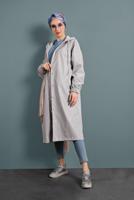 Hijab clothing ECRU SNAP DETAILED LEATHER TRENCH-COAT 9835 