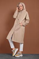 Vêtements hijab POUDRE TRENCH-COAT EN CUIR À BOUTONS PRESSIONS 9835