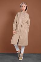 Vêtements hijab POUDRE TRENCH-COAT EN CUIR À BOUTONS PRESSIONS 9835