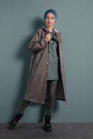 Hijab clothing MINK SNAP DETAILED LEATHER TRENCH-COAT 9835 