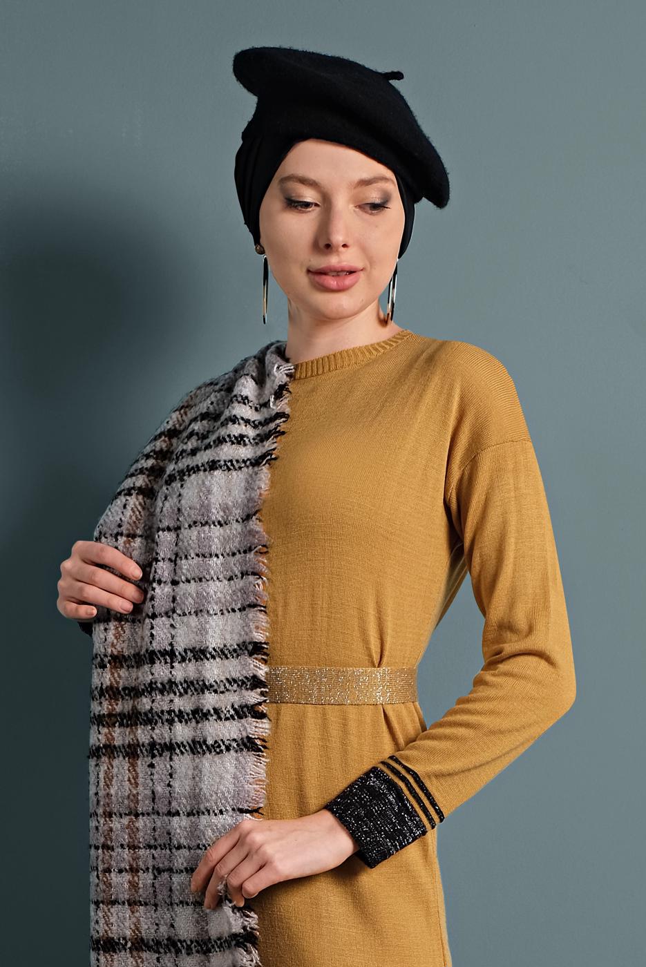 Vêtements hijab ORANGE ROBE BRILLANTE EN TRICOT 0551 