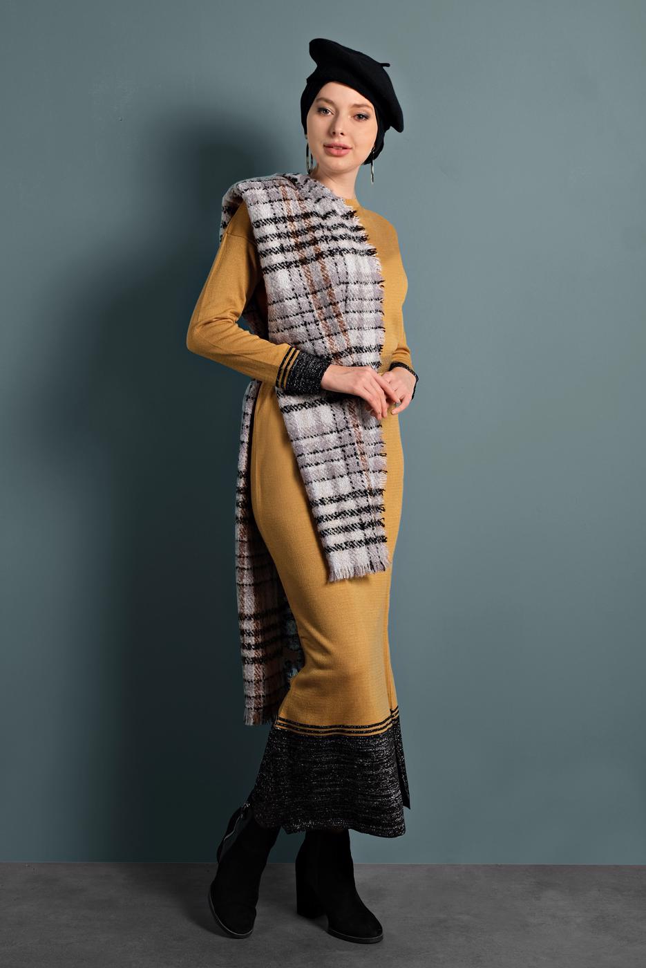 Vêtements hijab ORANGE ROBE BRILLANTE EN TRICOT 0551 