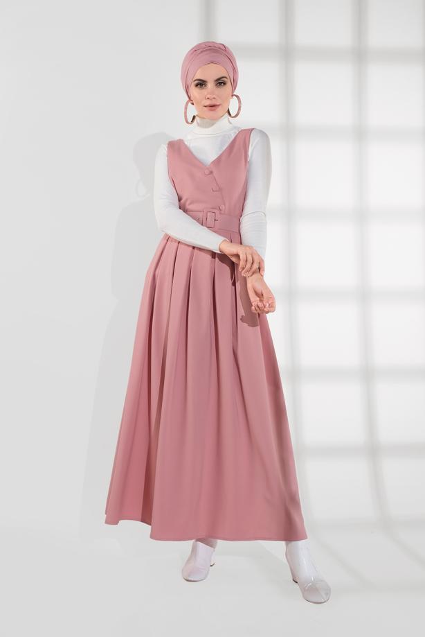 Hijab clothing  BELTED BUTTONED PINAFORE SKIRT & DRESS 2004  - TRENDTESETTÜR