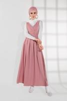 Hijab clothing POWDER BELTED BUTTONED PINAFORE SKIRT & DRESS 2004 