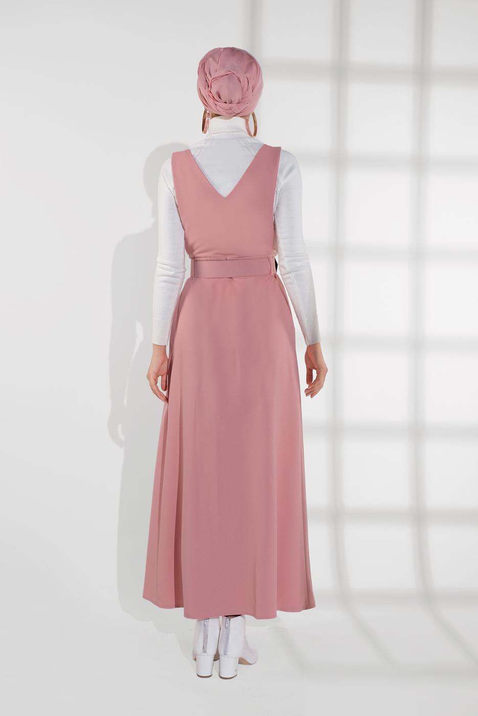 Hijab clothing POWDER BELTED BUTTONED PINAFORE SKIRT & DRESS 2004 