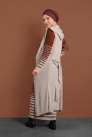 Hijab clothing BEIGE STRIPPED KNIT VEST & TUNIC 2424