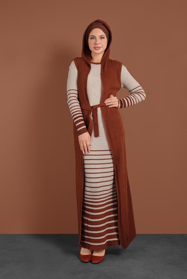 Vêtements hijab  STRIPPED KNIT VEST & TUNIC 2424 - TRENDTESETTÜR