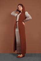 Hijab clothing BEIGE STRIPPED KNIT VEST & TUNIC 2424