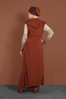 Tesettür giyim BEJ ÇİZGİLİ ÖRME YELEKLİ TAKIM 2424 