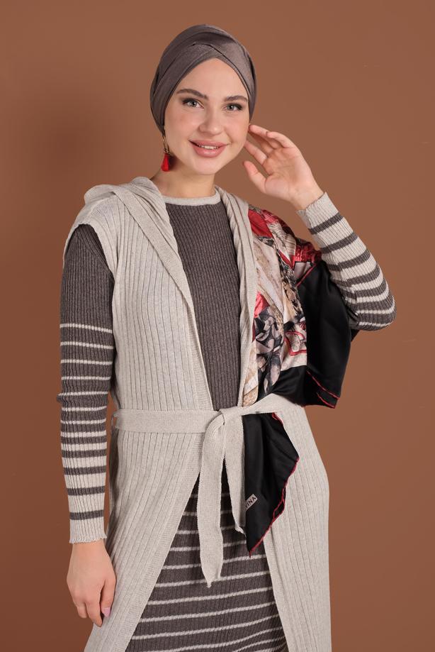 Vêtements hijab  STRIPPED KNIT VEST & TUNIC 2424 - TRENDTESETTÜR