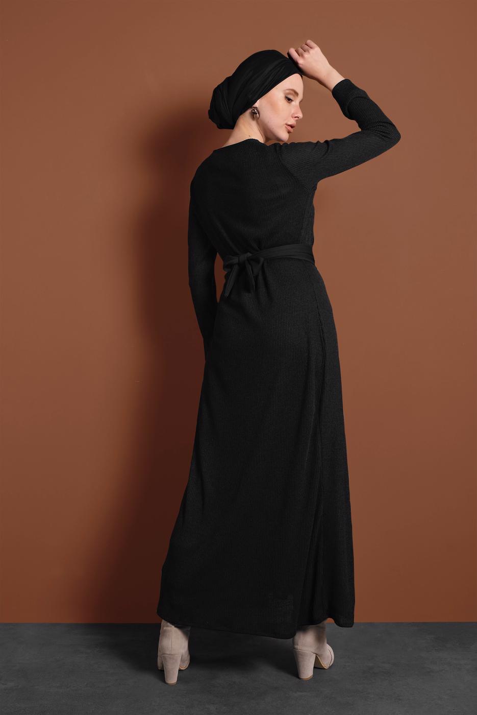 Vêtements hijab NOIR TAILLEUR AVEC CEINTURE 3705 