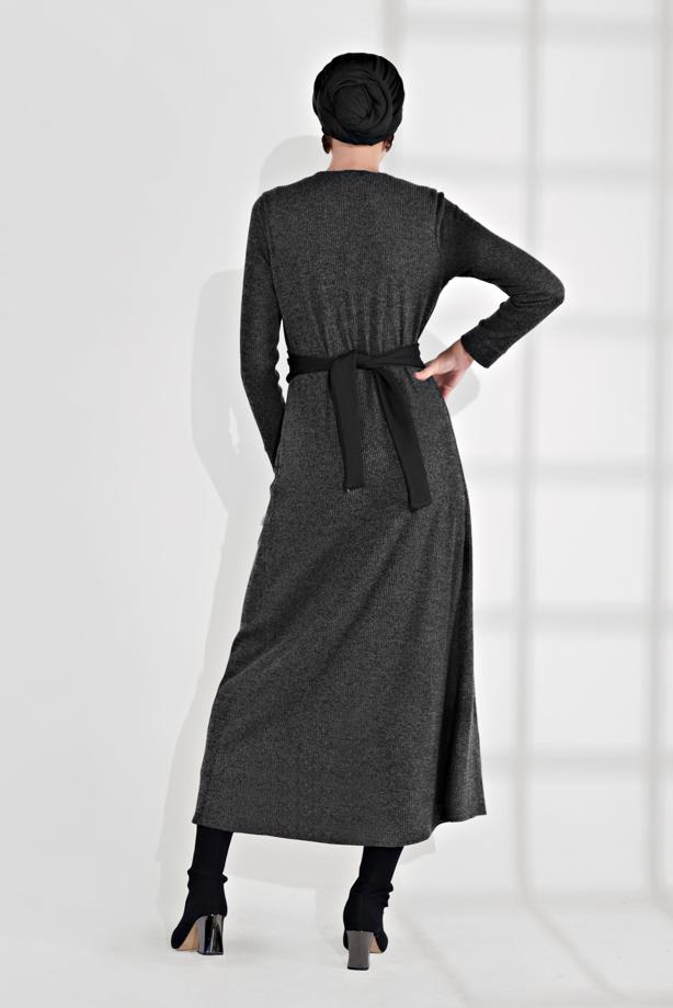 Vêtements hijab GRIS TAILLEUR AVEC CEINTURE 3705  - TRENDTESETTÜR