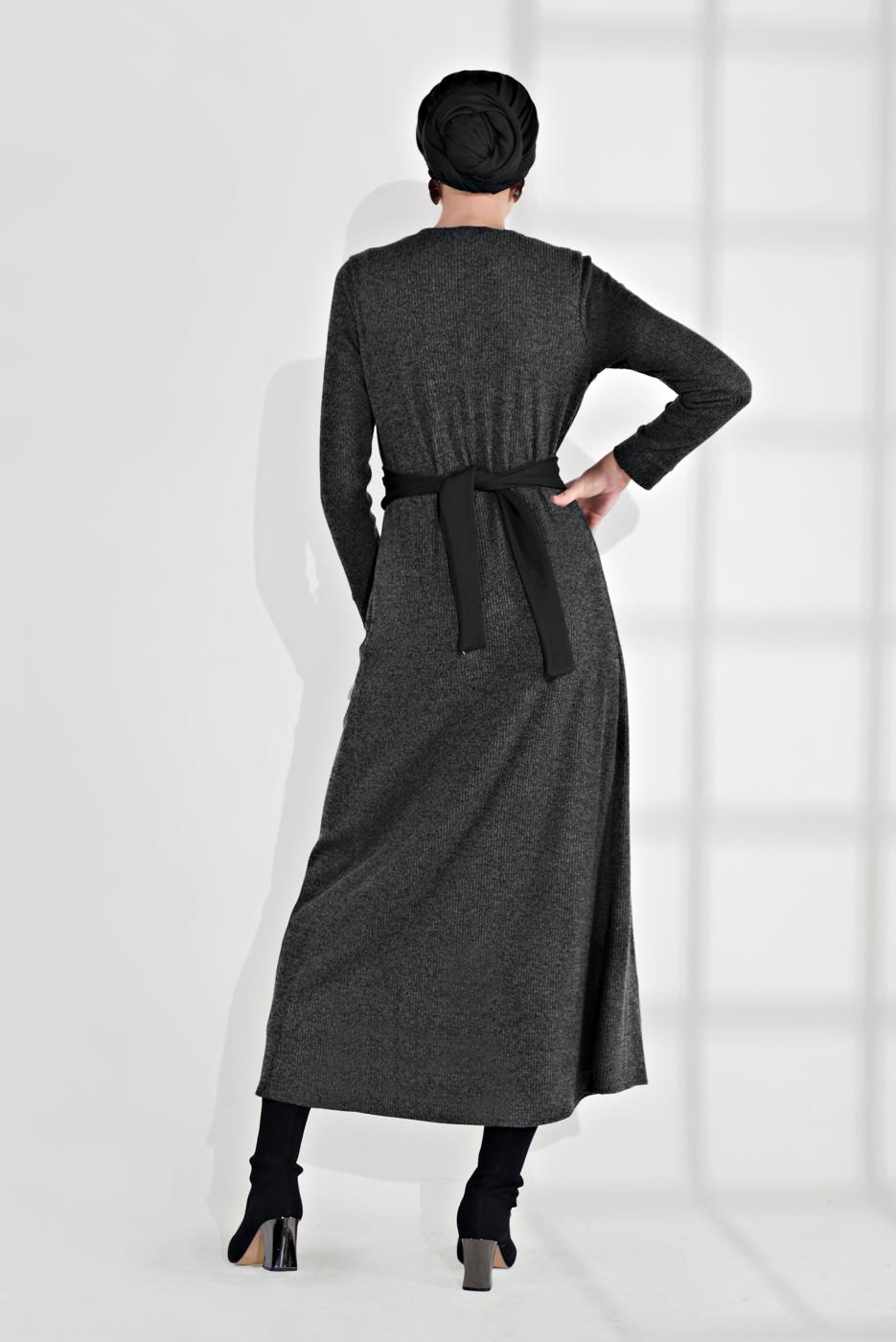 Vêtements hijab GRIS TAILLEUR AVEC CEINTURE 3705 